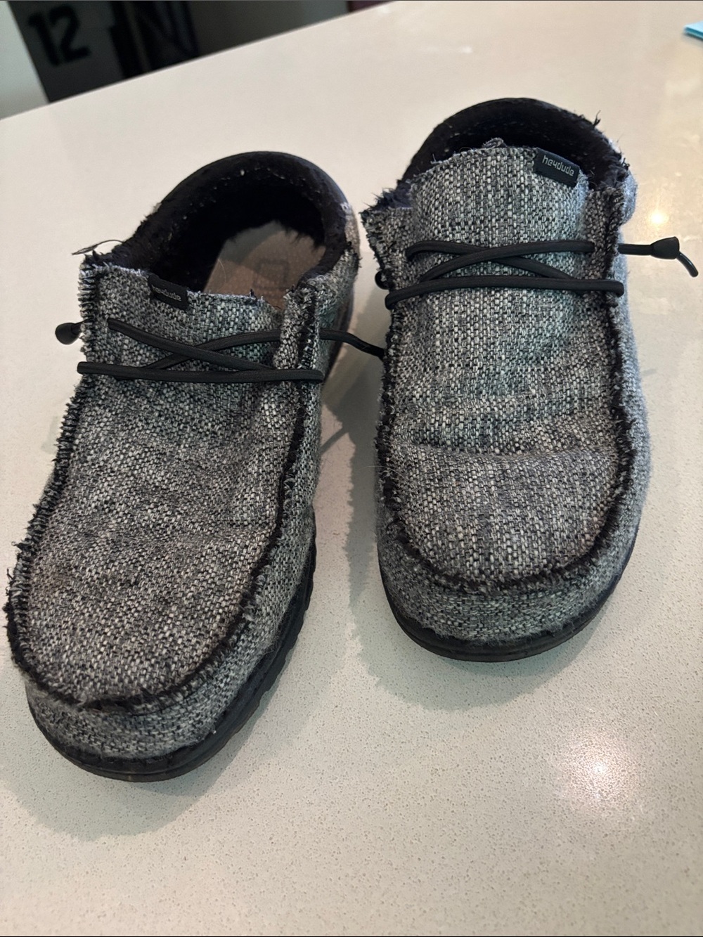 Hey Dude Gray Knit Slip-On Loafers